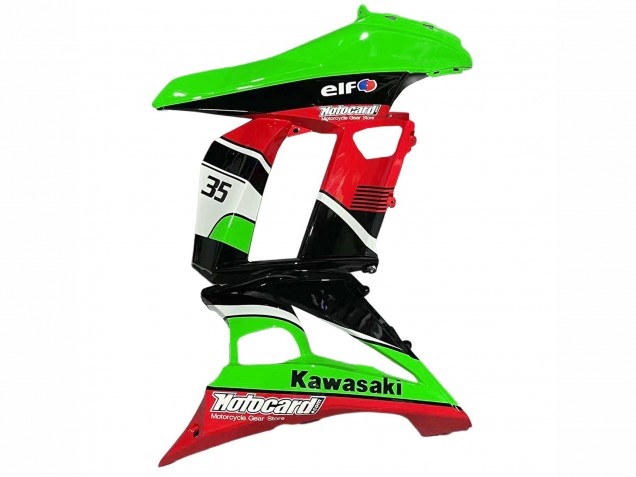 Mejores Carenados Moto Kawasaki Z1000SX 2010-2016 - Verde Rojo Negro Brillante Elf 35