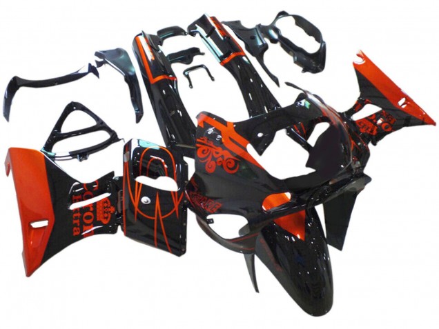 Mejores Carenados Moto Kawasaki ZZR400 1993-2007 - Negro Brillante Rojo Corona Extra