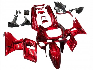 Mejores Carenados Moto Kawasaki ZZR600 1998-2003 - Rojo Negro Llama