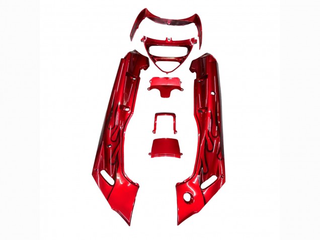 Mejores Carenados Moto Kawasaki ZZR600 1998-2003 - Rojo Negro Llama