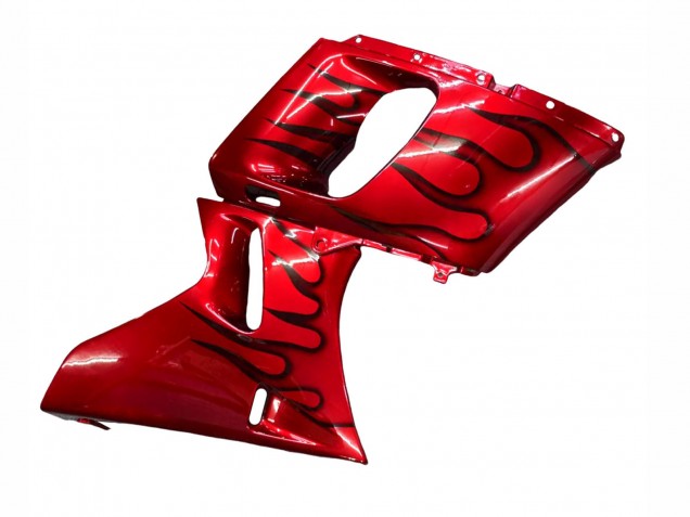 Mejores Carenados Moto Kawasaki ZZR600 1998-2003 - Rojo Negro Llama