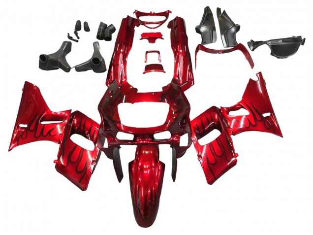 Mejores Carenados Moto Kawasaki ZZR600 1998-2003 - Rojo Negro Llama