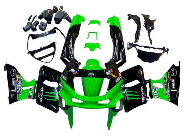 Mejores Carenados Moto Kawasaki ZZR600 1998-2003 - Verde Negro Monstruo Elf