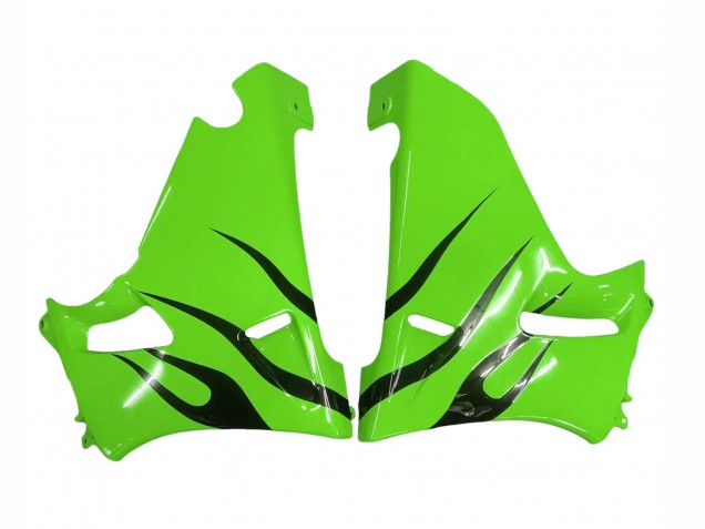 Mejores Carenados Moto Kawasaki ZZR600 1998-2003 - Verde Negro Brillante Llama