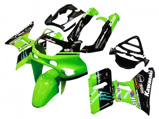 Mejores Carenados Moto Kawasaki ZZR400 1993-2007 - Verde Negro Brillante Azul Monstruo Elf Touch4 Bridgestone