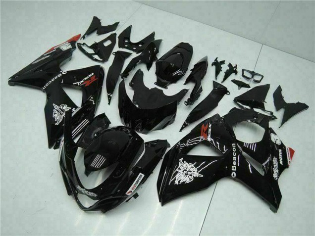 Mejores Carenados Moto Suzuki GSXR 1000 2009-2016 - Negro Brillante Rojo Faro Motul