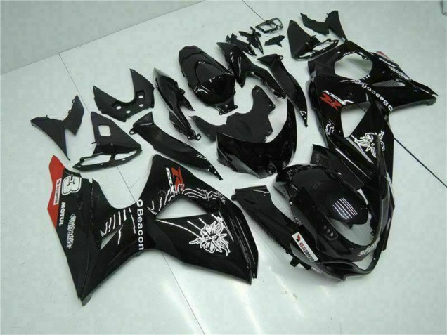 Mejores Carenados Moto Suzuki GSXR 1000 2009-2016 - Negro Brillante Rojo Faro Motul