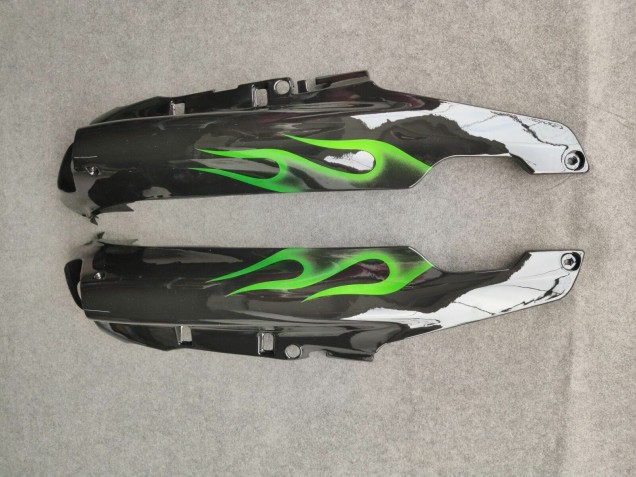 Mejores Carenados Moto Kawasaki ZZR1100 1993-2003 - Negro Brillante Verde Llama