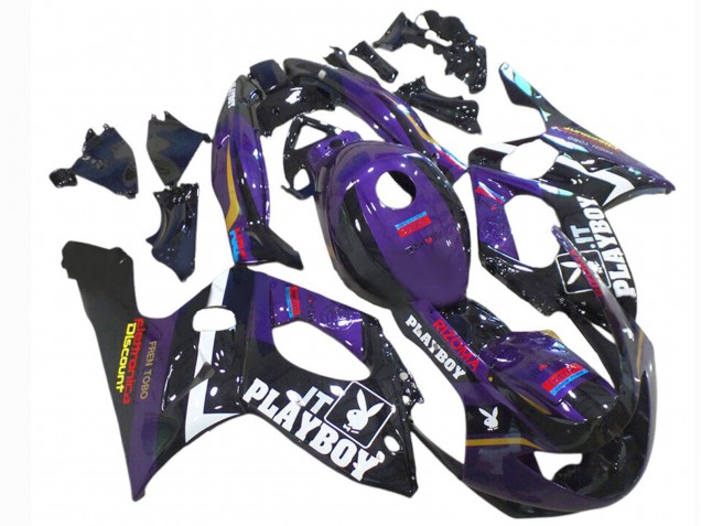 Mejores Carenados Moto Yamaha YZF600R Thundercat 1996-2007 - Púrpura Oscuro Negro Blanco Rizoma Playboy