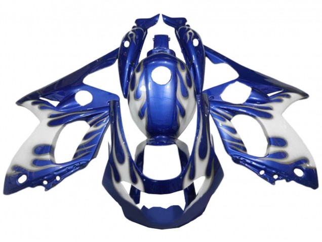 Mejores Carenados Moto Yamaha YZF600R Thundercat 1996-2007 - Azul Blanco Plata Llama