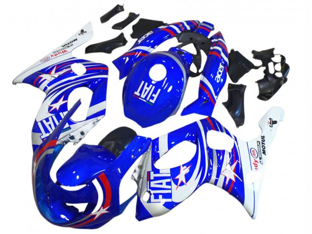 Mejores Carenados Moto Yamaha YZF600R Thundercat 1996-2007 - Azul Blanco Plata Rojo Fiat Motul