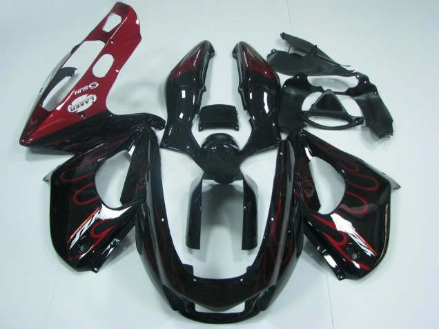 Mejores Carenados Moto Yamaha YZF 1000R Thunderace 1997-2007 - Negro Rojo Llama