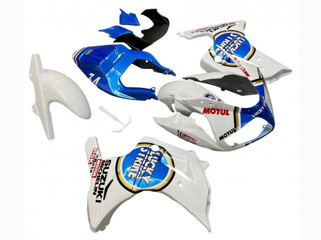 Mejores Carenados Moto Suzuki SV650 2003-2013 - Blanco Azul Lucky Strike Motul