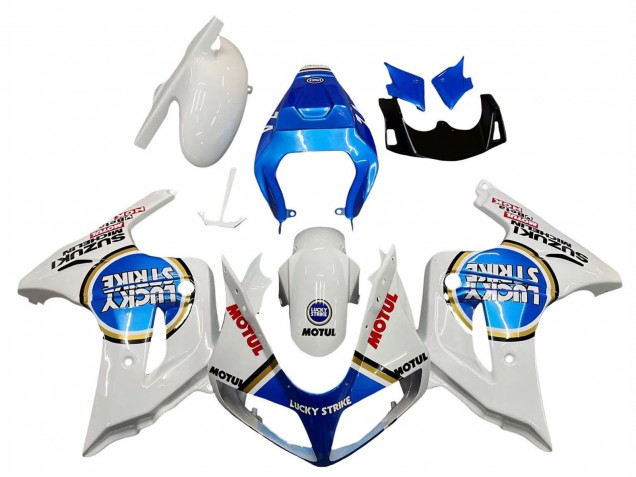 Mejores Carenados Moto Suzuki SV650 2003-2013 - Blanco Azul Lucky Strike Motul