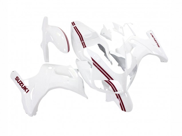 Mejores Carenados Moto Suzuki SV650 2003-2013 - Blanco Rojo Oscuro Línea