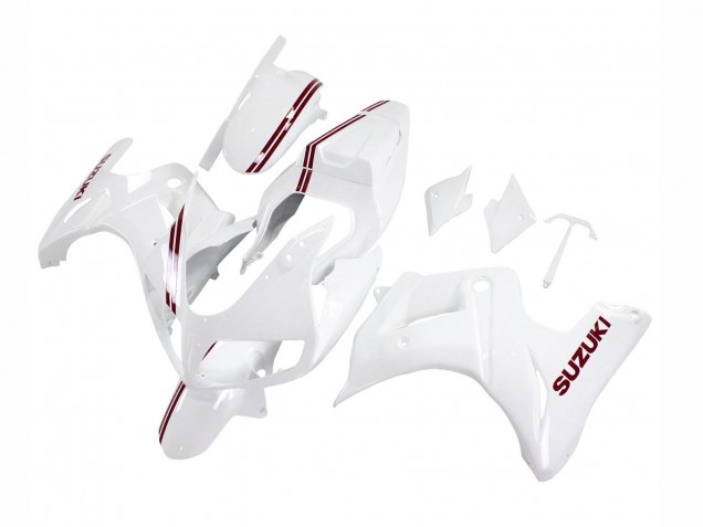 Mejores Carenados Moto Suzuki SV650 2003-2013 - Blanco Rojo Oscuro Línea