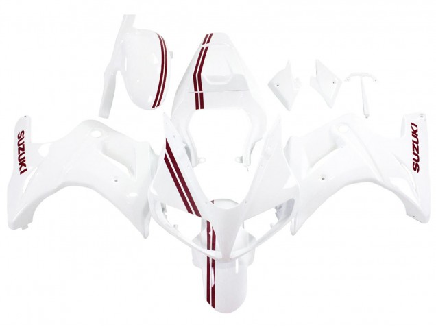 Mejores Carenados Moto Suzuki SV650 2003-2013 - Blanco Rojo Oscuro Línea