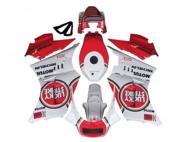 Mejores Carenados Moto Suzuki RG400 RG500 RG400/500 1984-1987 - Blanco Rojo Lucky Strike Motul Michelin
