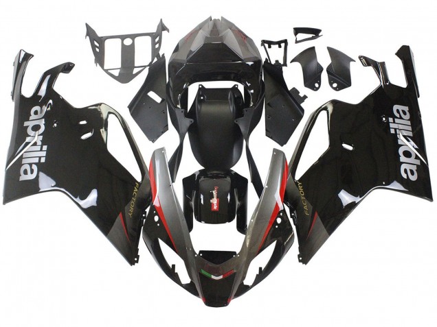 Mejores Carenados Moto Aprilia RSV1000 2003-2006 - Negro Brillante Gris Rojo