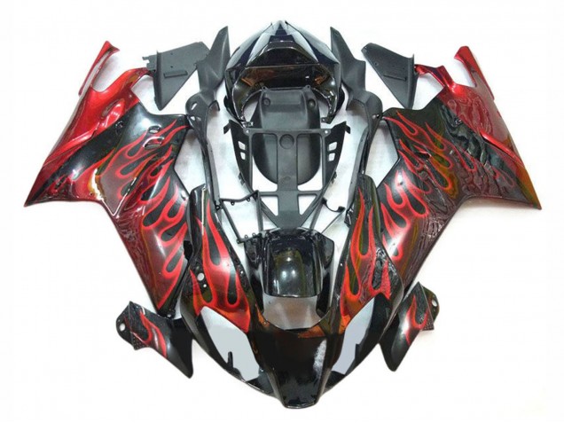 Mejores Carenados Moto Aprilia RSV1000 2003-2006 - Negro Brillante Rojo Llama