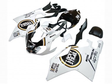 Mejores Carenados Moto Aprilia RSV1000 2003-2006 - Blanco Negro Lucky Strike Motul Michelin