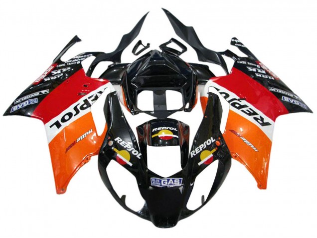 Mejores Carenados Moto Aprilia RSV1000 2003-2006 - Naranja Blanco Rojo Negro Repsol