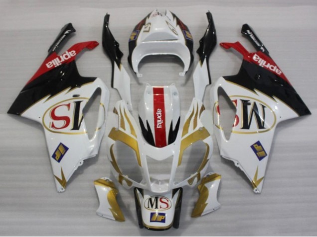 Mejores Carenados Moto Aprilia RSV1000 2003-2006 - Blanco Oro Rojo Negro