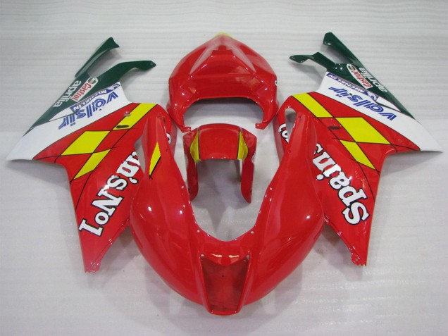 Mejores Carenados Moto Aprilia RSV1000 2003-2006 - Rojo Amarillo Blanco Spains No1 Valsir Castrol