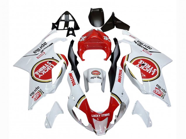 Mejores Carenados Moto Aprilia RSV1000 2003-2006 - Blanco Rojo Lucky Strike Motul 34