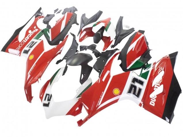 Mejores Carenados Moto Ducati Panigale V2 2020-2024 - Blanco Rojo Verde Negro Mate Corse 21