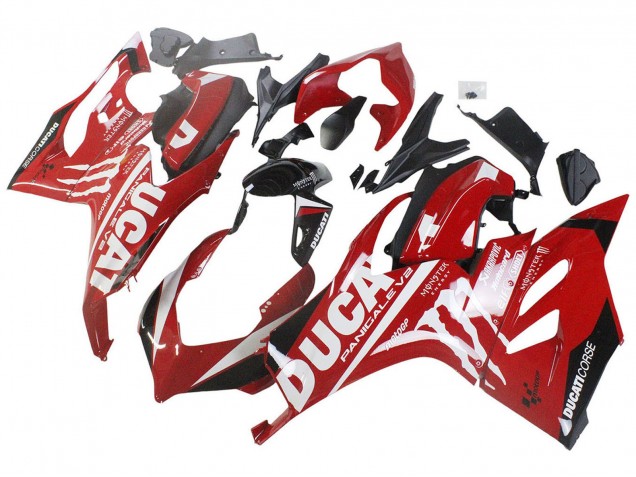 Mejores Carenados Moto Ducati Panigale V2 2020-2024 - Rojo Negro Brillante Monstruo Corse
