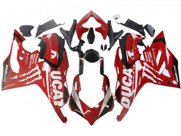 Mejores Carenados Moto Ducati Panigale V2 2020-2024 - Rojo Negro Brillante Monstruo Corse