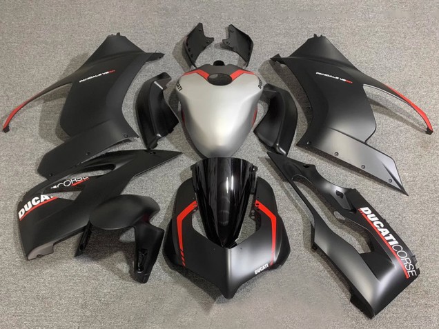 Mejores Carenados Moto Ducati Panigale V2 2020-2024 - Plata Rojo Negro Mate Corse