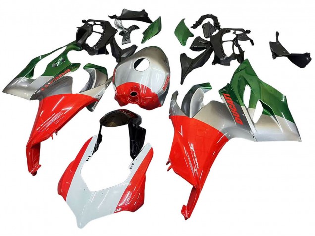 Mejores Carenados Moto Ducati Panigale V2 2020-2024 - Plata Rojo Verde