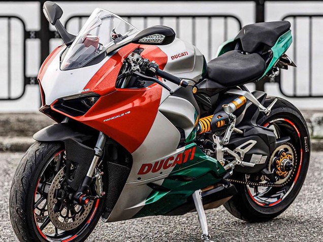 Mejores Carenados Moto Ducati Panigale V2 2020-2024 - Plata Rojo Verde