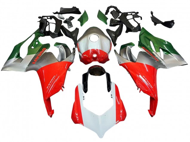 Mejores Carenados Moto Ducati Panigale V2 2020-2024 - Plata Rojo Verde