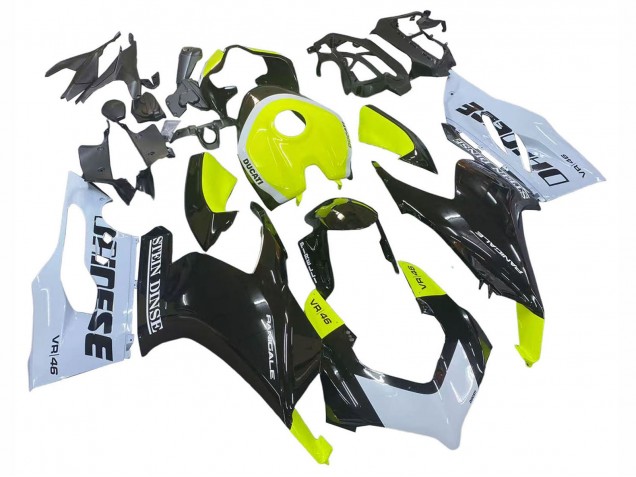 Mejores Carenados Moto Ducati Panigale V2 2020-2024 - Blanco Verde Lima Negro Brillante Stein Dinse VR 46