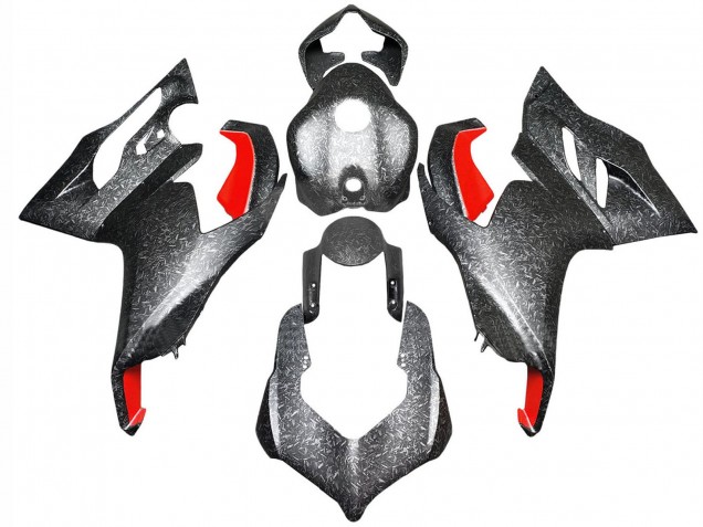 Mejores Carenados Moto Ducati Panigale V2 2020-2024 - Negro Falsificado FibraCarbono Estilo Rojo