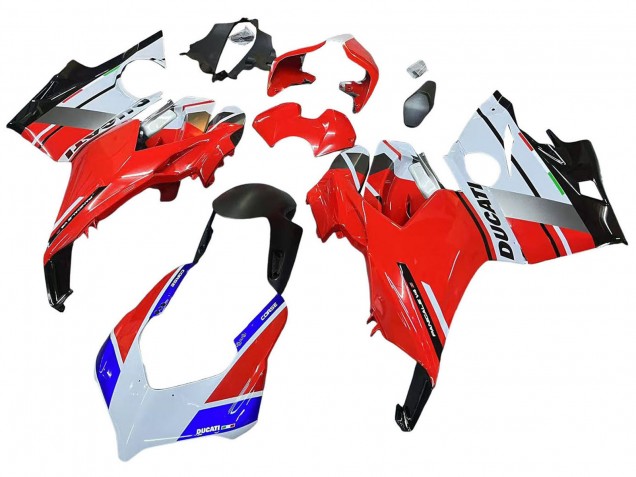 Mejores Carenados Moto Ducati Panigale V4 V4S 2018-2019 - Blanco Plata Rojo Negro Brillante