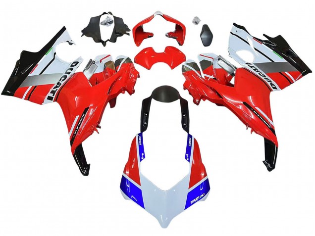 Mejores Carenados Moto Ducati Panigale V4 V4S 2018-2019 - Blanco Plata Rojo Negro Brillante
