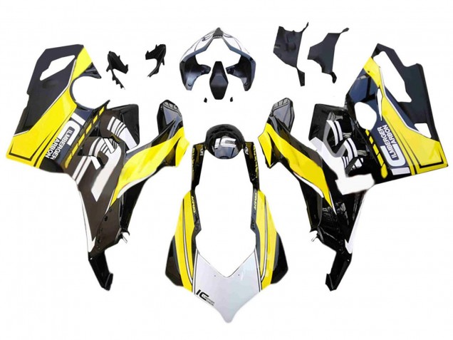 Mejores Carenados Moto Ducati Panigale V4 V4S 2018-2019 - Blanco Amarillo Negro Brillante