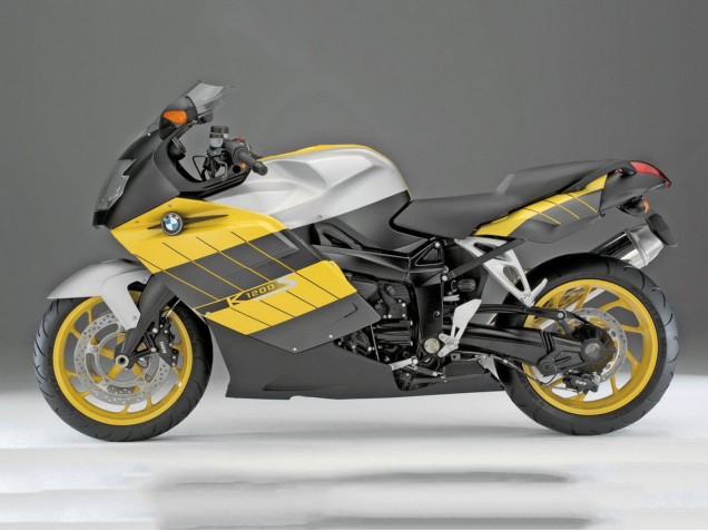 Mejores Carenados Moto BMW K1200S 2005-2010 - Amarillo Plata Negro Mate