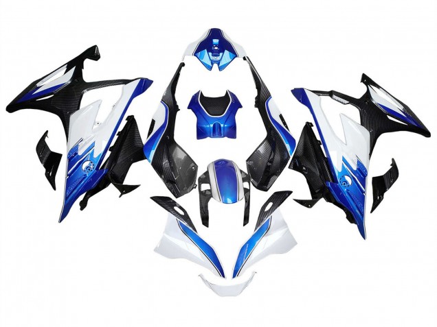 Mejores Carenados Moto BMW S1000RR 2023-2024 - Blanco Azul Negro FibraCarbono