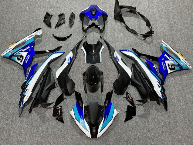 Mejores Carenados Moto BMW S1000RR 2023-2024 - Blanco Azul Negro Mate Motul