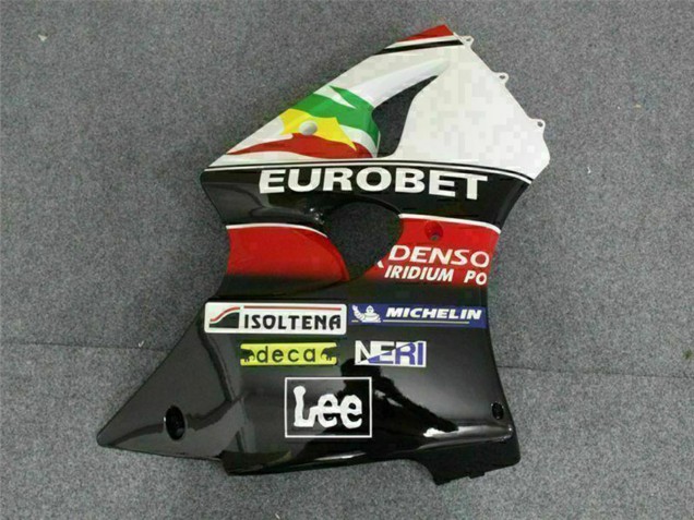 Mejores Carenados Moto Kawasaki ZX6R 2000-2002 - Blanco Rojo Amarillo Verde Negro Brillante Estrella EuroBet