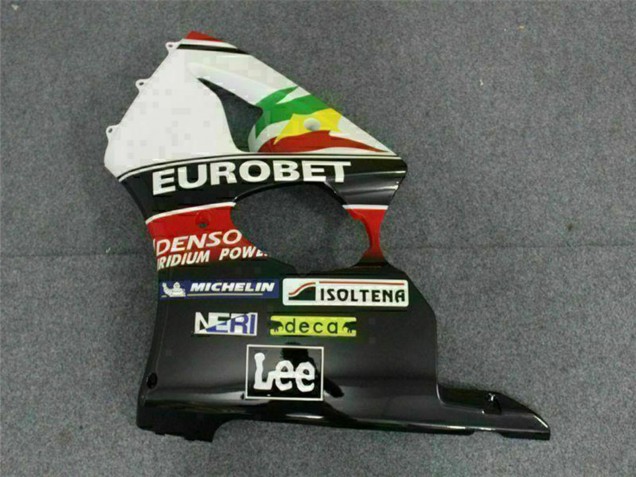 Mejores Carenados Moto Kawasaki ZX6R 2000-2002 - Blanco Rojo Amarillo Verde Negro Brillante Estrella EuroBet