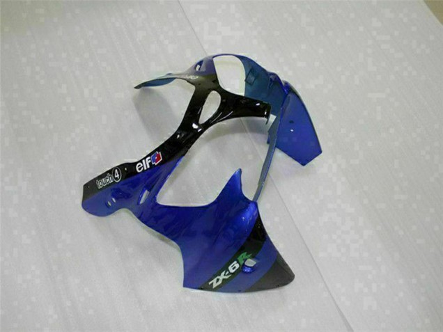 Mejores Carenados Moto Kawasaki ZX6R 2000-2002 - Azul Negro Brillante Elf Bridgestone