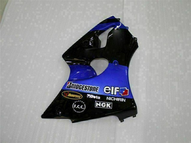 Mejores Carenados Moto Kawasaki ZX6R 2000-2002 - Azul Negro Brillante Elf Bridgestone