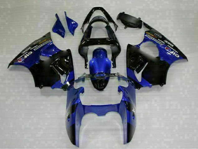 Mejores Carenados Moto Kawasaki ZX6R 2000-2002 - Azul Negro Brillante Elf Bridgestone