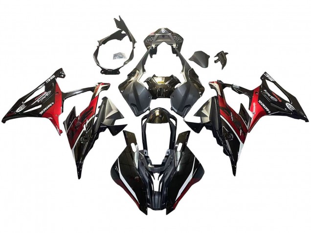 Mejores Carenados Moto BMW S1000RR 2019-2022 - Negro Rojo Oscuro